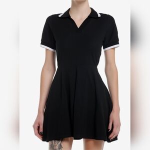 Social Collision Black & White Polo Dress